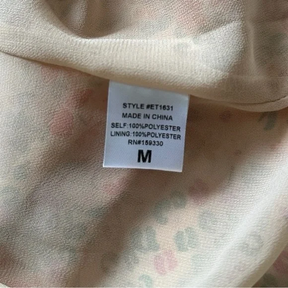 Heyson Peach Floral Button Down Long Sleeve Blouse Size Medium NWT - Picture 8 of 10